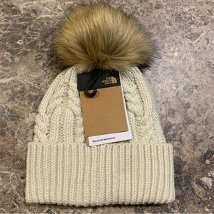 The North Face Oh Mega Fur Pom Cable Knit Beanie NWT